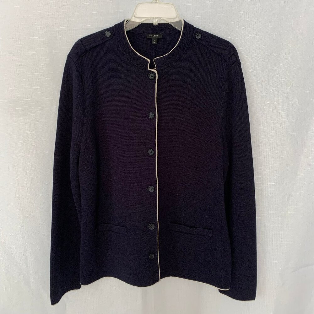 TALBOTS Military Style Cardigan Sweater Jacket